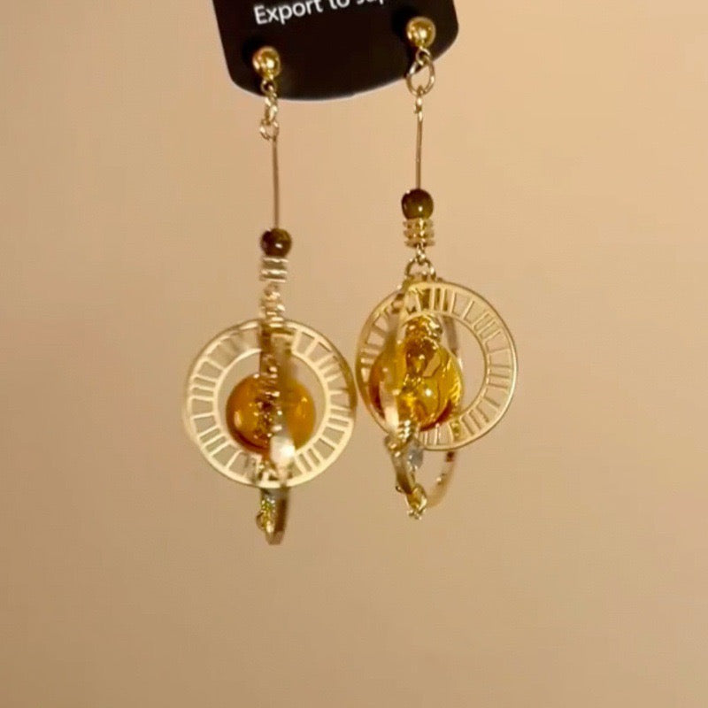 Planet Ring Pendant Earrings
