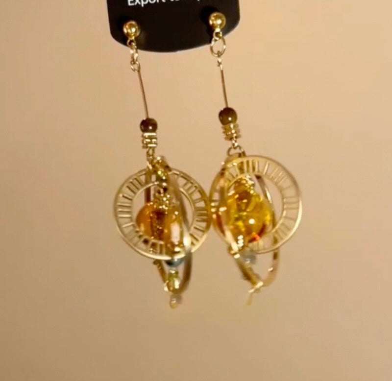 Planet Ring Pendant Earrings