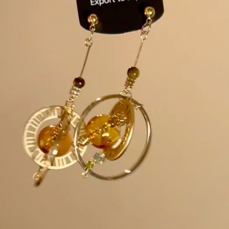 Planet Ring Pendant Earrings