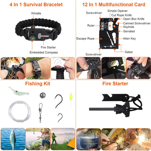 125-in-1 Survival Kit, Professional Gear for Camping, Hiking, Emergency SOS